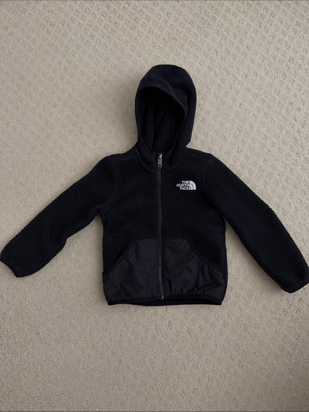 The North Face Kids Black Hooded Sherpa Fleece Jacket